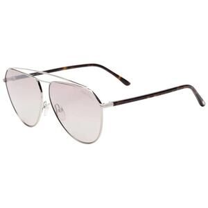 Tom Ford Binx Silver Havana Metal Aviator 63mm Sunglasses